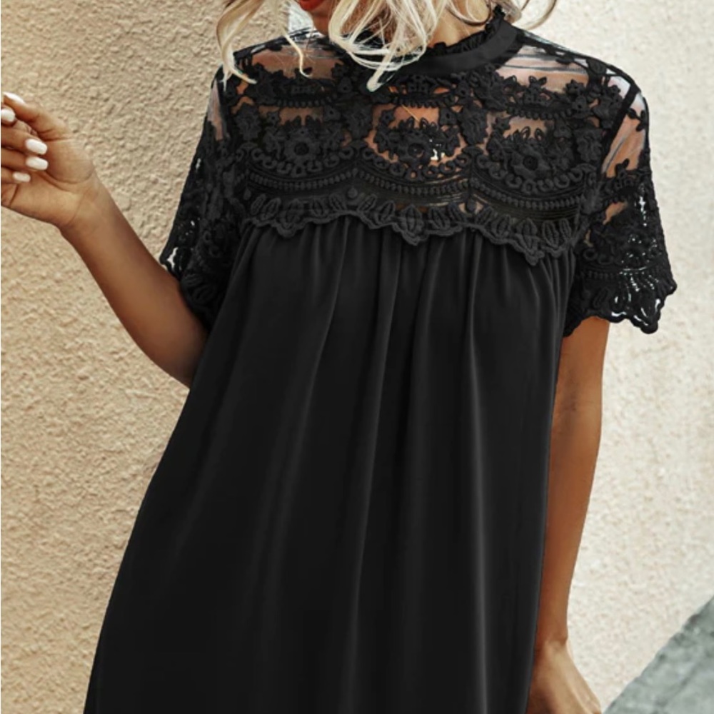 Lace chiffon mini dress